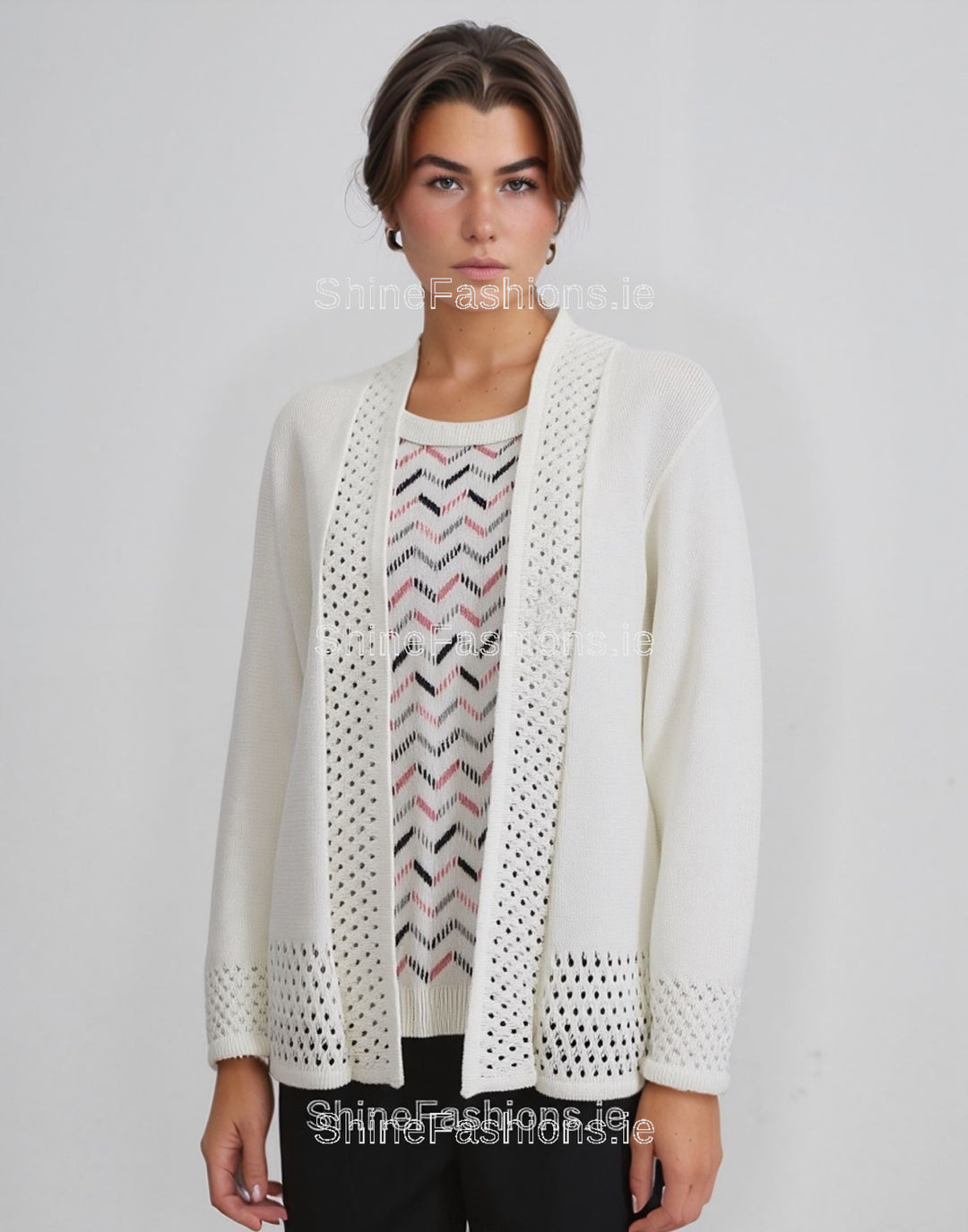 White Pattern Twinset Jumper
