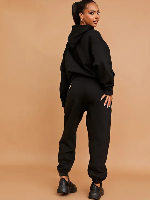 Black French Riviera Hoodie & Jogger Loungewear Co-Ord Set