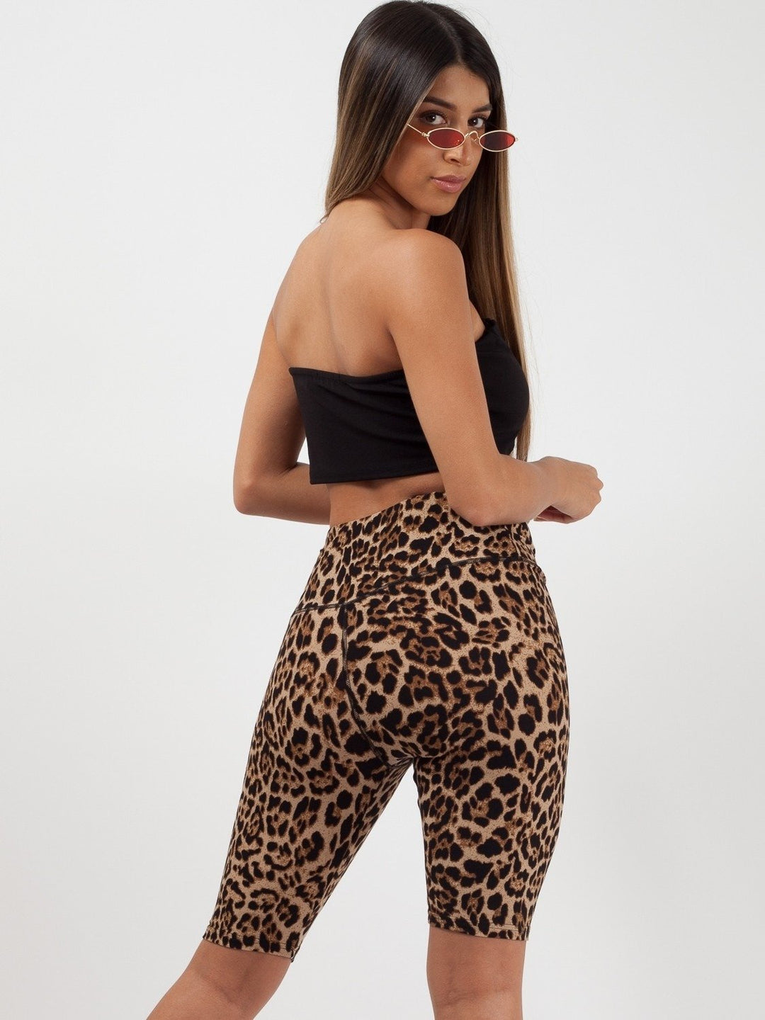 Brown Leopard Print Cycling Shorts