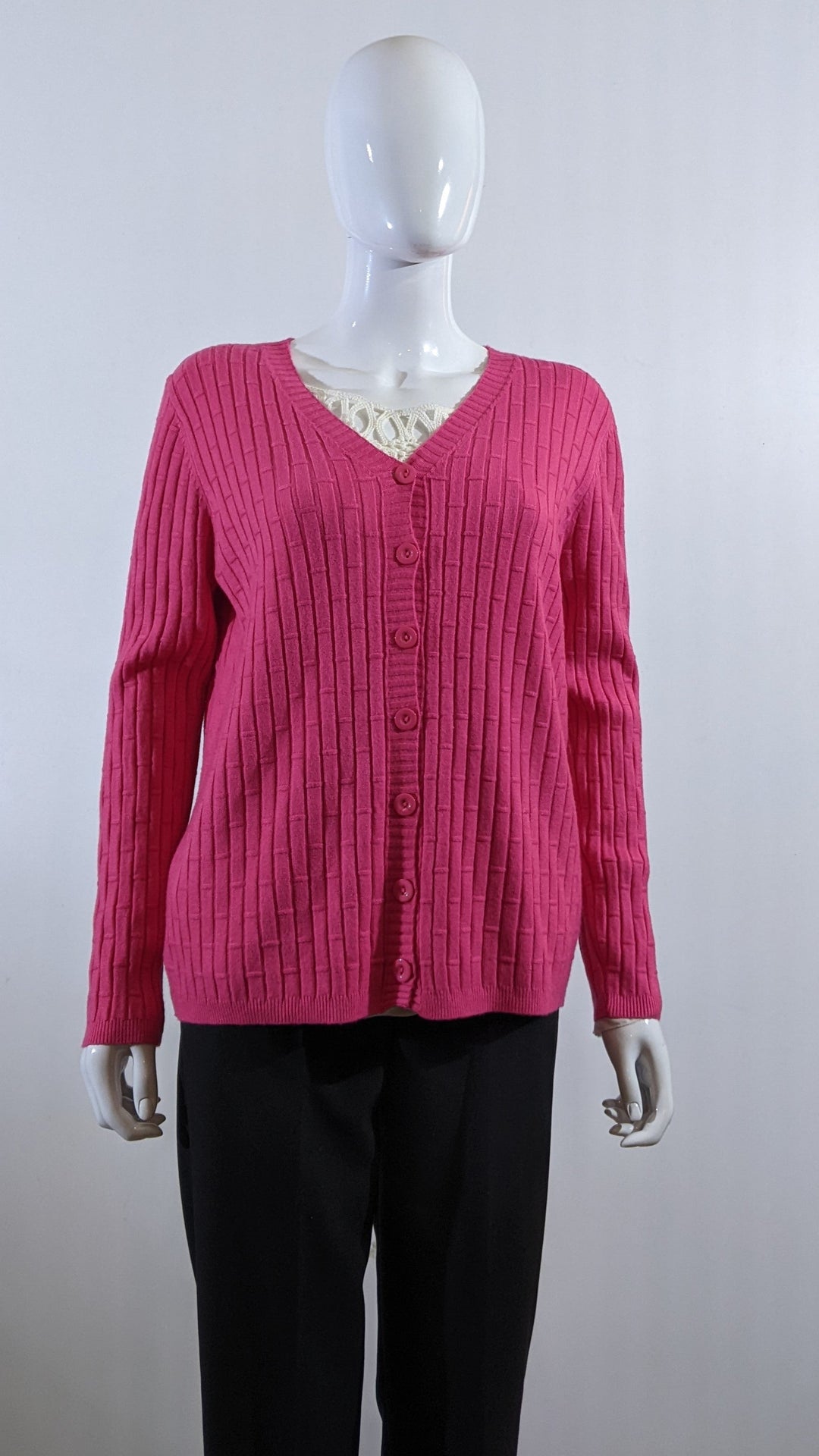 Cerise Pink Soft Touch V-Neck Button Cardigan