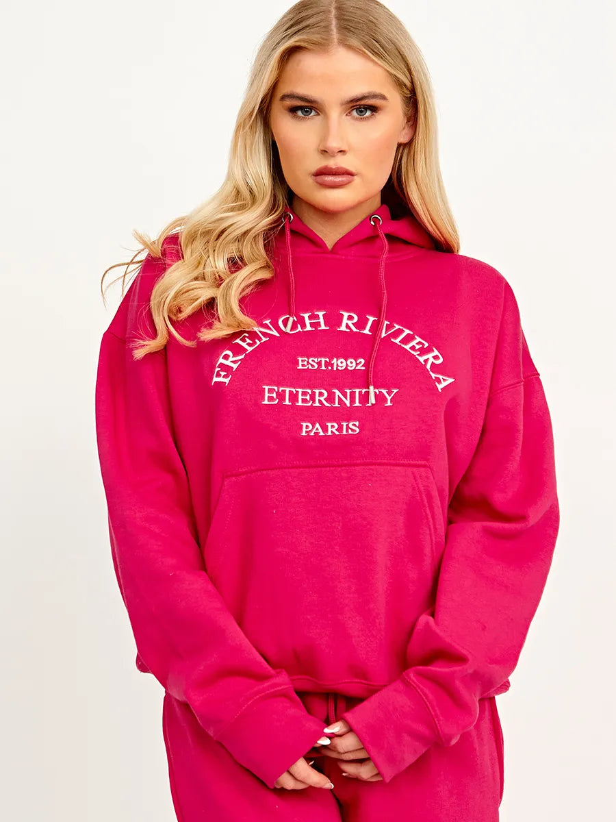 Fuchsia French Riviera Hoodie & Jogger Loungewear Co-Ord Set