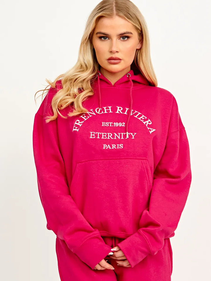 Fuchsia French Riviera Hoodie & Jogger Loungewear Co-Ord Set