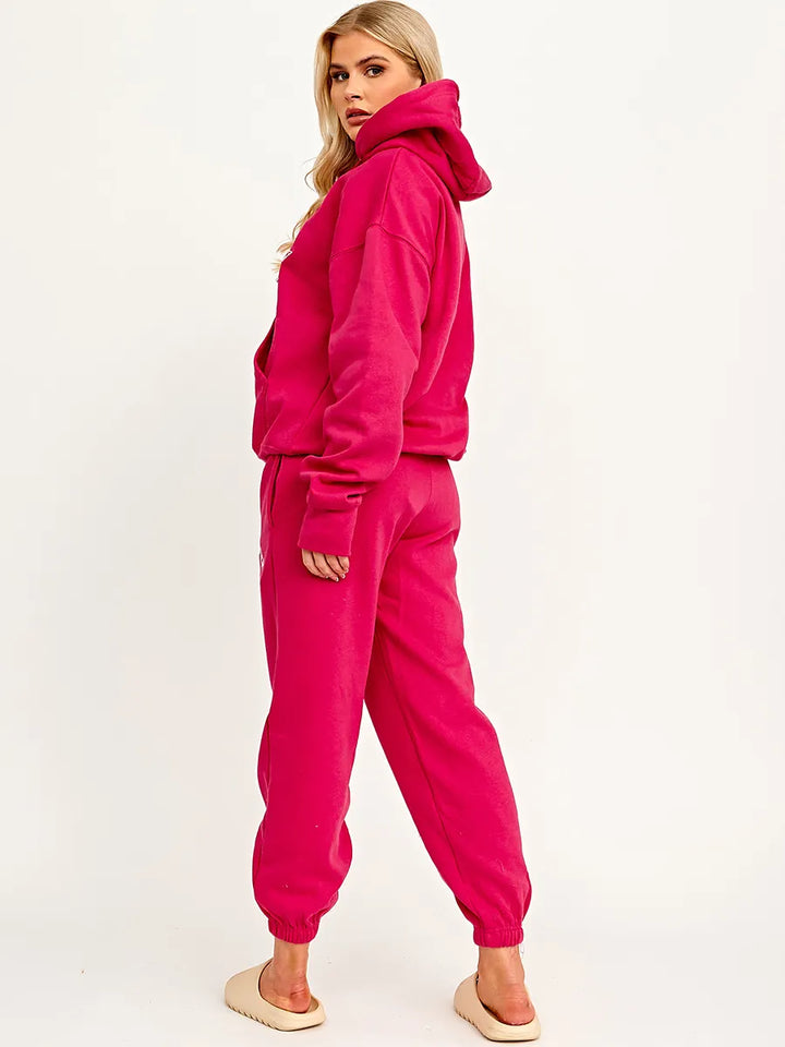 Fuchsia French Riviera Hoodie & Jogger Loungewear Co-Ord Set