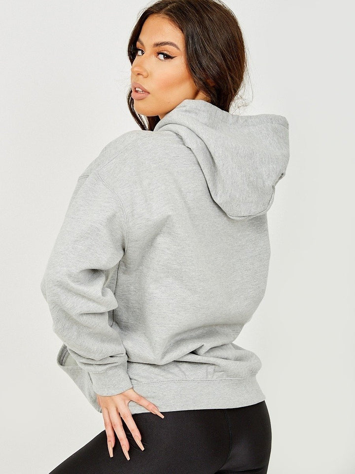 Grey Butterfly Heart Graphic Fleeced Hoodie