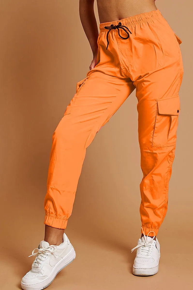 Neon Orange Lightweight Combat Cargo Pants Trousers