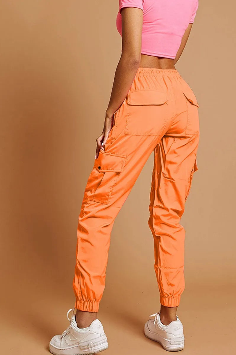 Neon Orange Lightweight Combat Cargo Pants Trousers