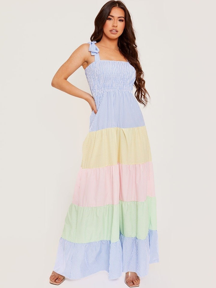 Pastel Multi Striped Maxi Dress