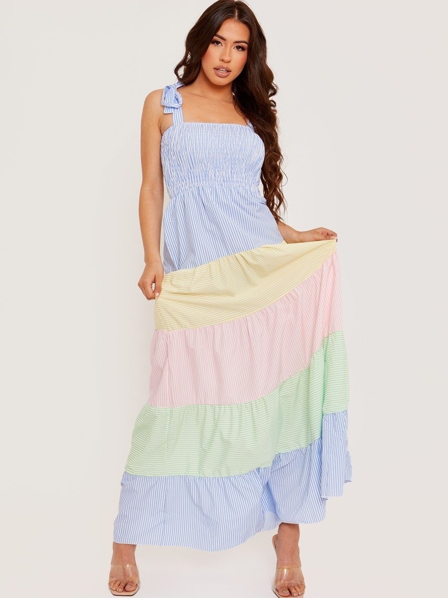 Pastel Multi Striped Maxi Dress