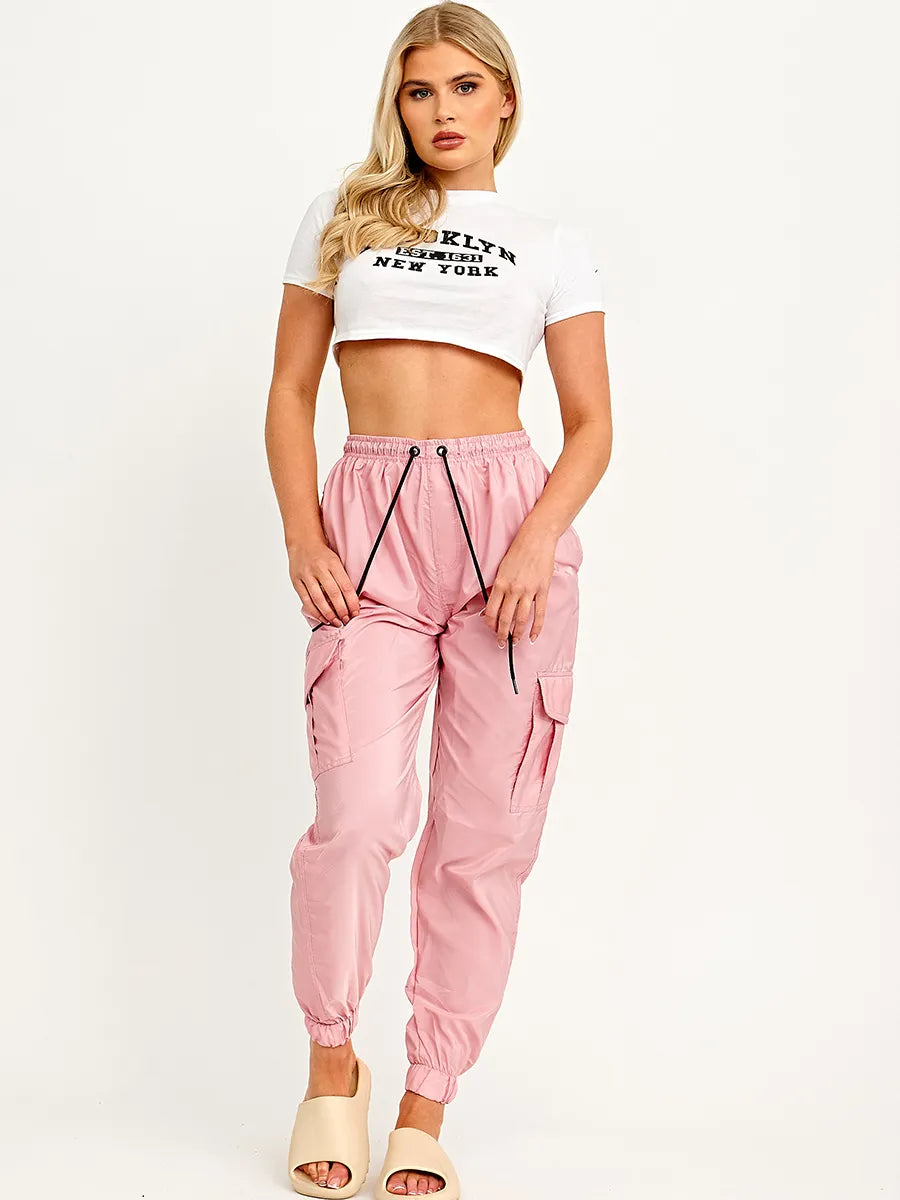 Pink Lightweight Combat Cargo Pants Trousers