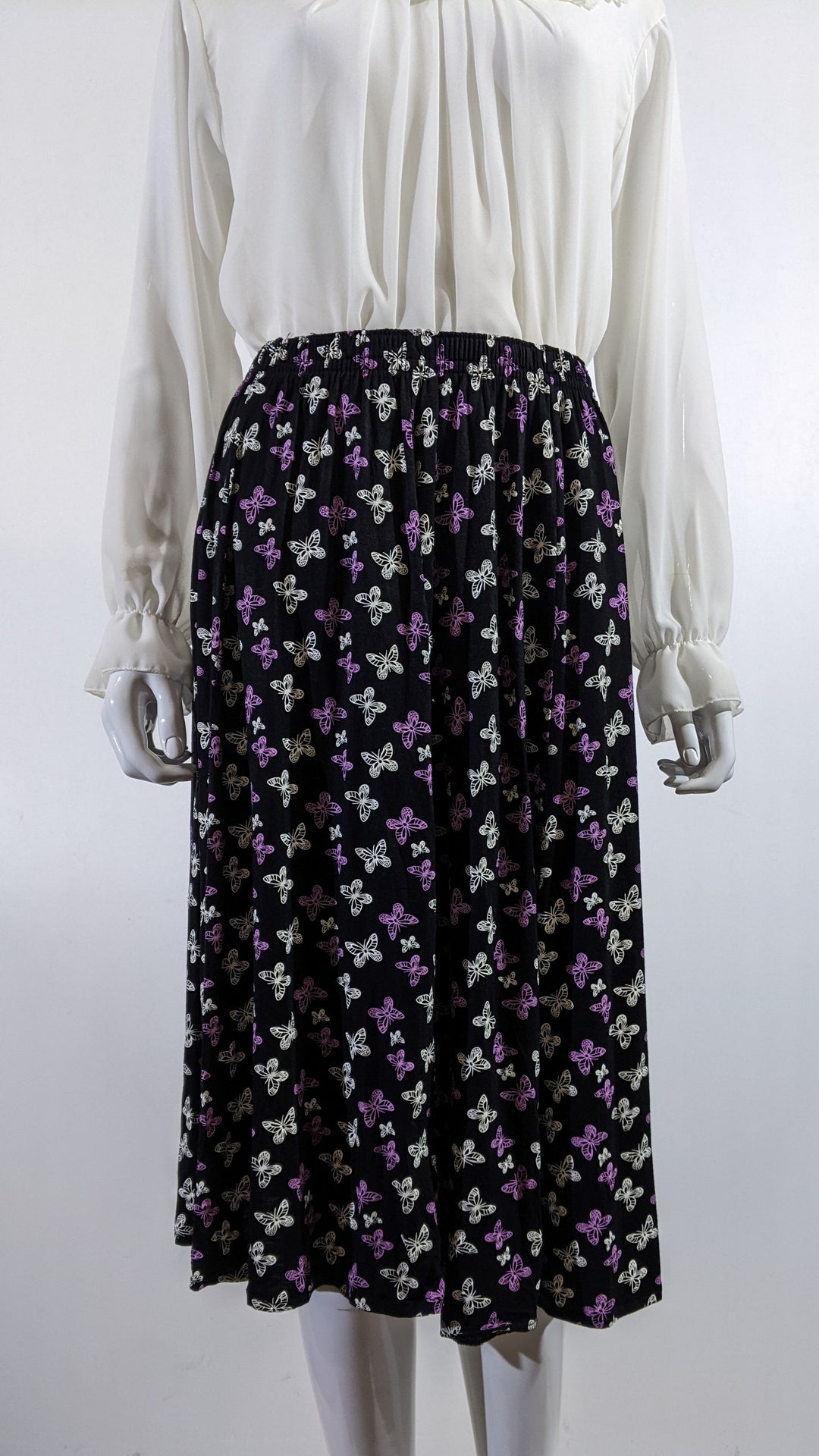 Pink & Cream Butterfly Pattern Elasticated Skirt