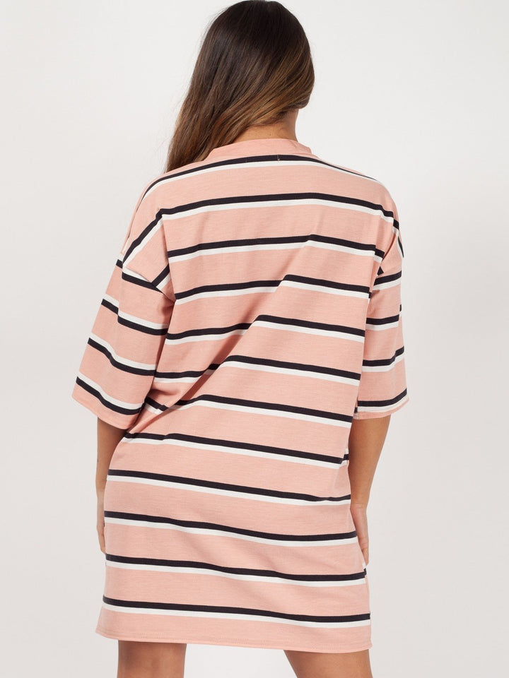 Nude Striped Oversized Tunic T-Shirt