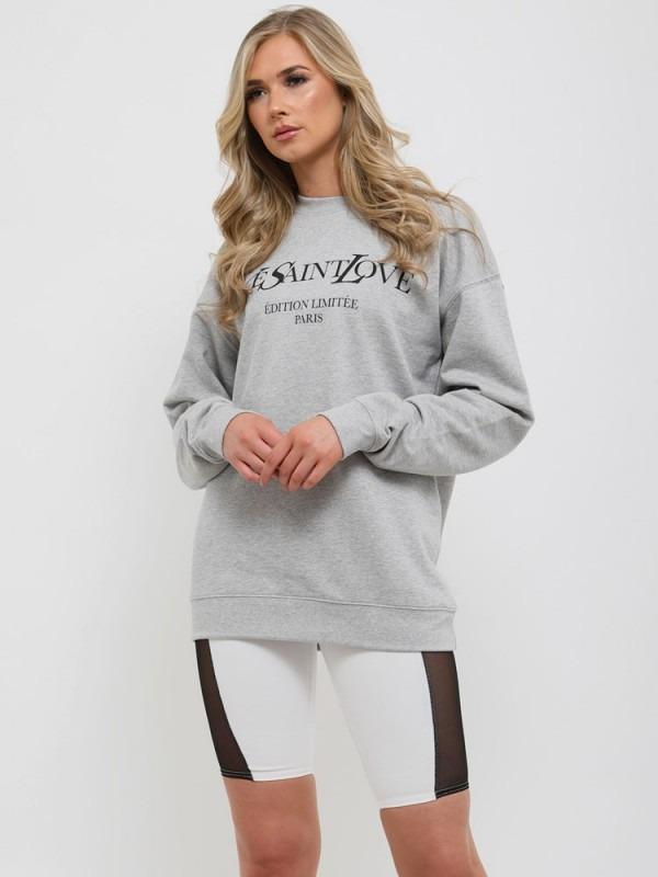 Grey 'Ye Saint Love' Slogan Sweatshirt