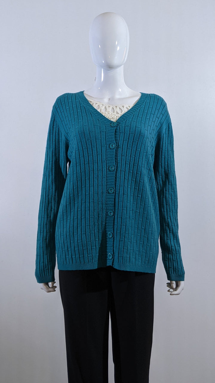 Teal Soft Touch V-Neck Button Cardigan