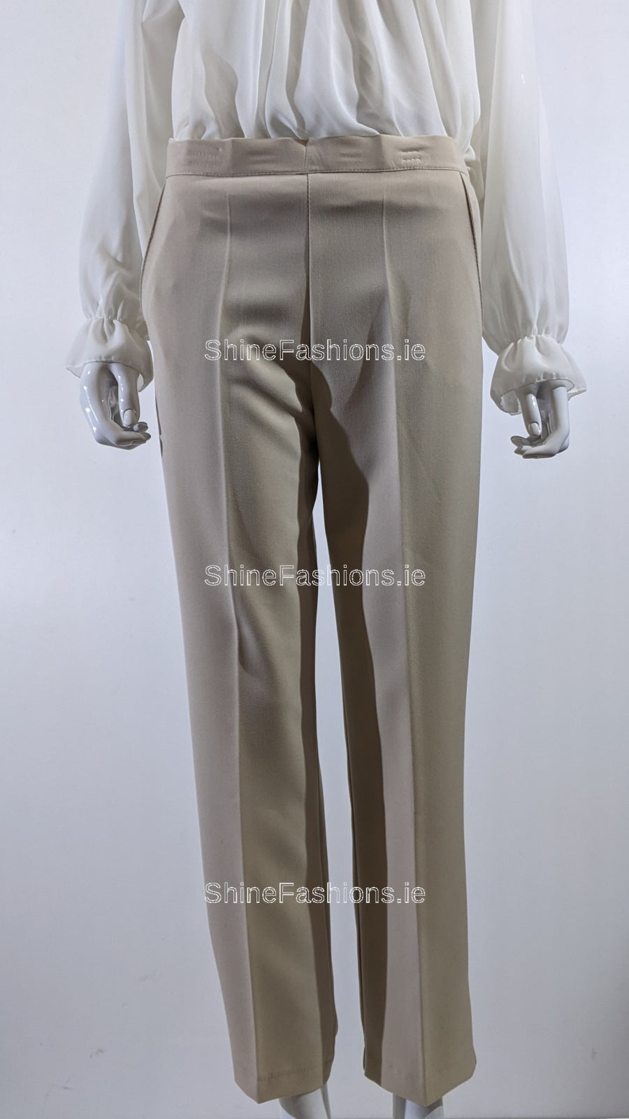 Beige Comfortable Elasticated Trouser