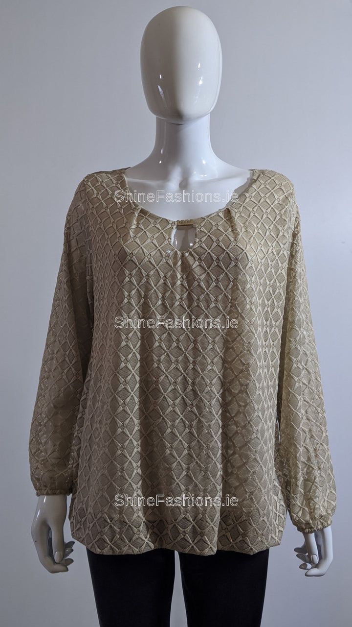 Beige Lace Design Top