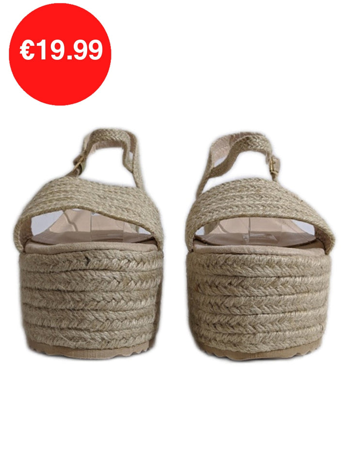 Beige Platform Braided Espadrille Sandals