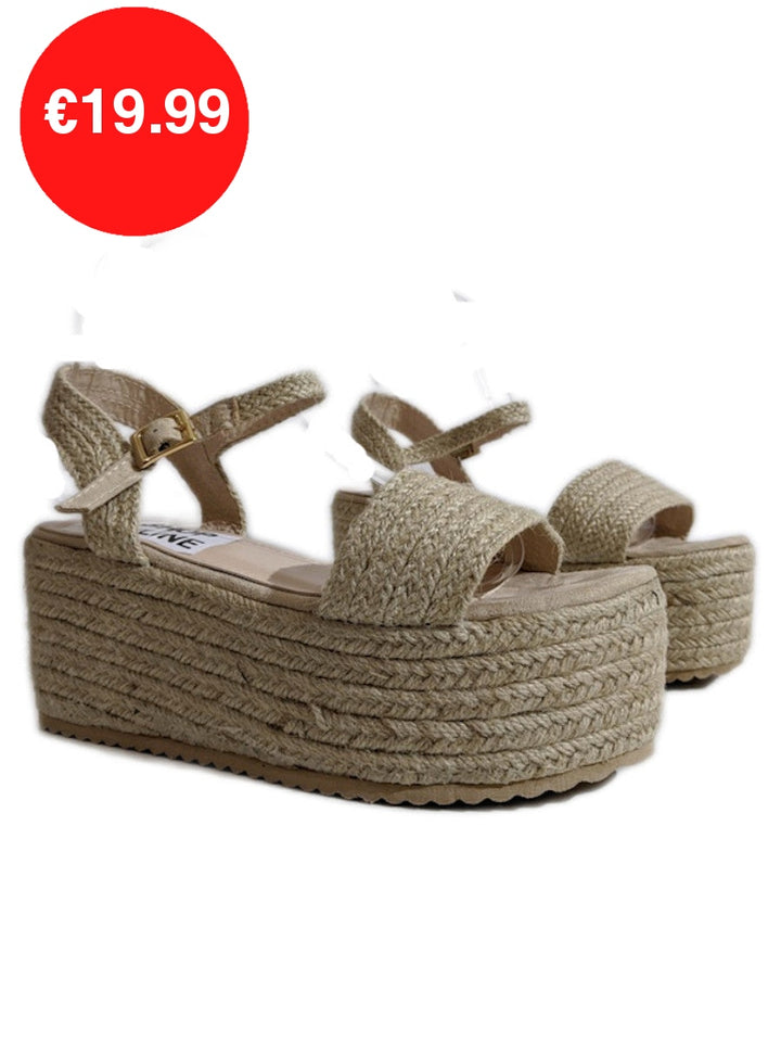 Beige Platform Braided Espadrille Sandals