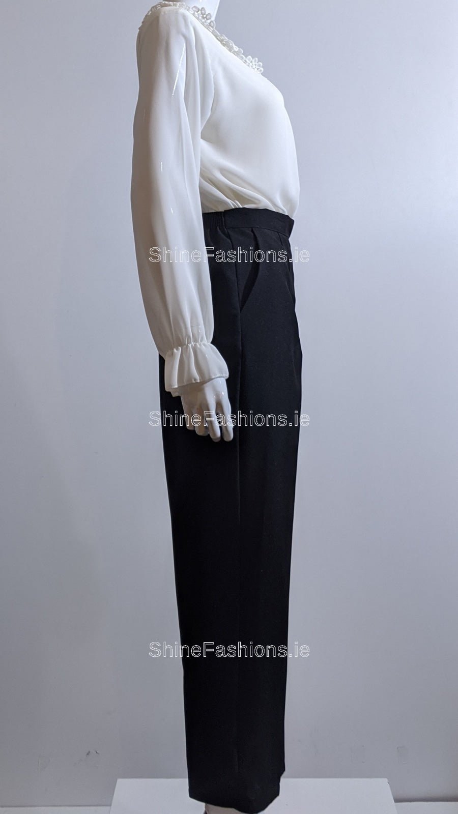 Black Elasticated Straight Leg Trouser