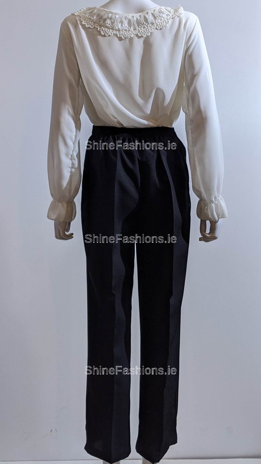 Black Elasticated Straight Leg Trouser