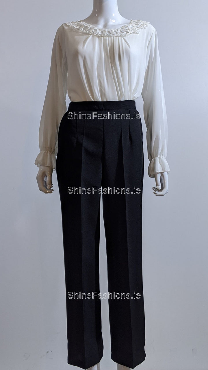 Black Elasticated Straight Leg Trouser