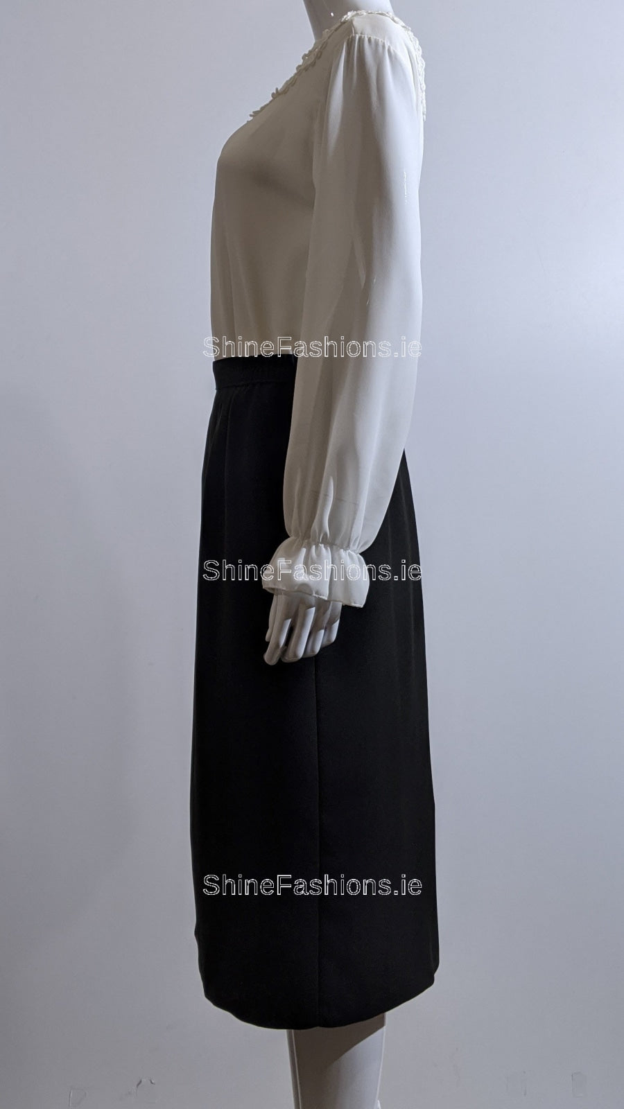 Black Elasticated Straight Skirt