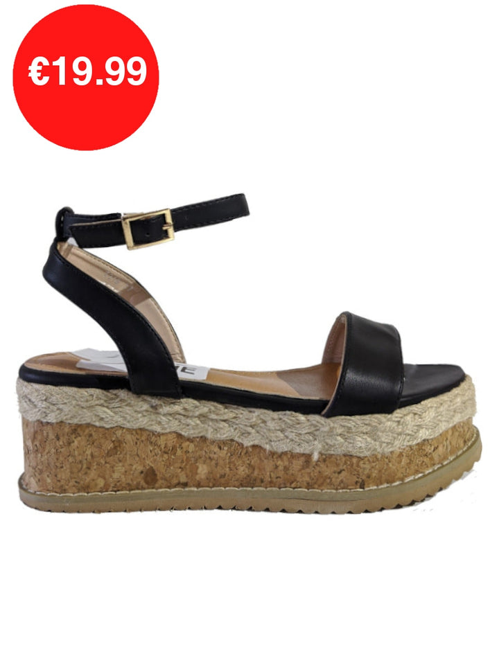 Black Flatform Espadrille Sandals