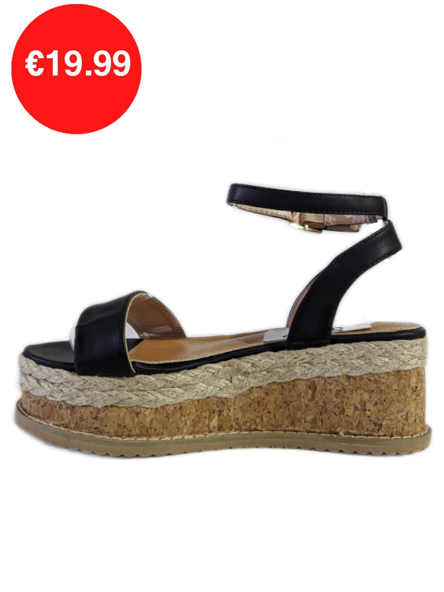 Black Flatform Espadrille Sandals