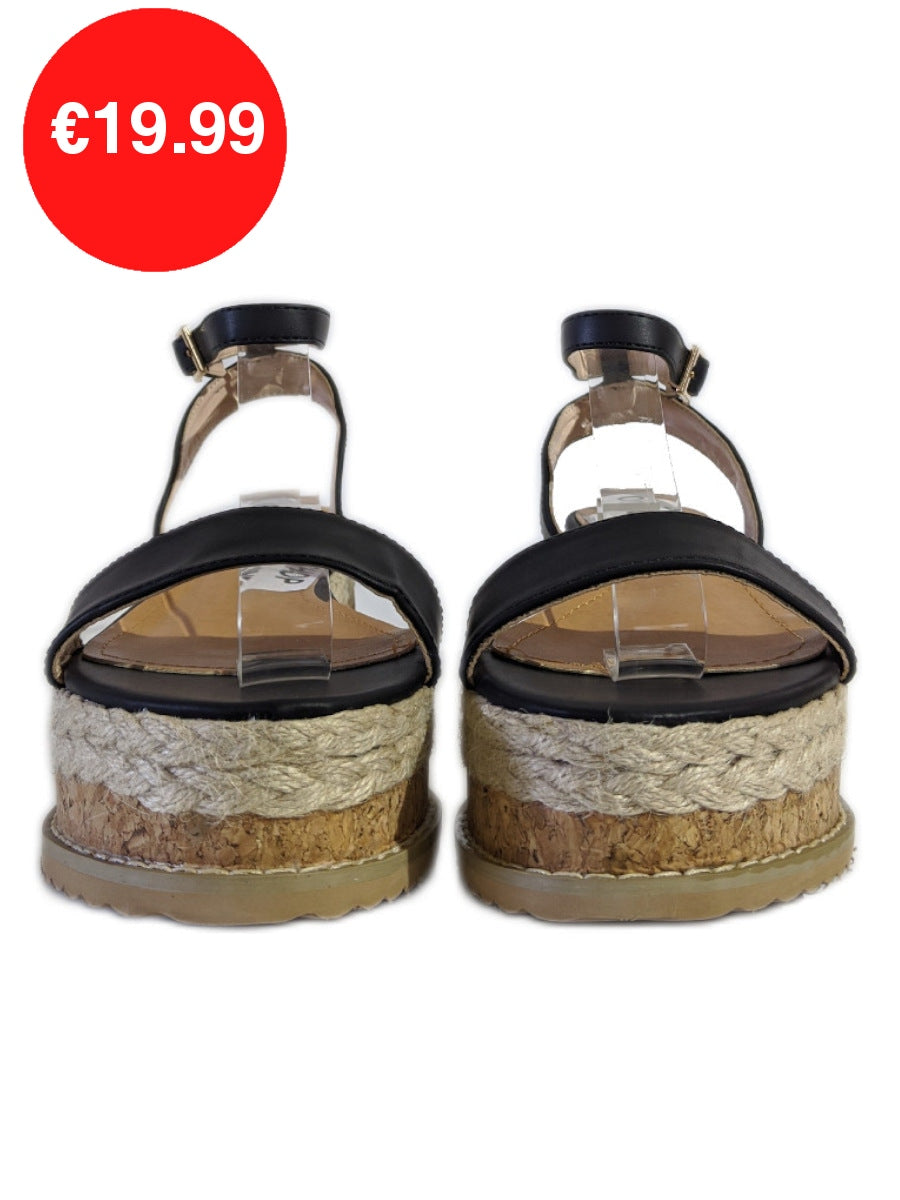 Black Flatform Espadrille Sandals