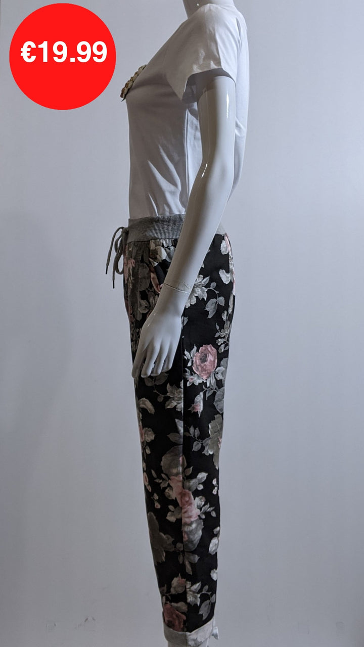 Black Floral Print  Magic Pants Joggers