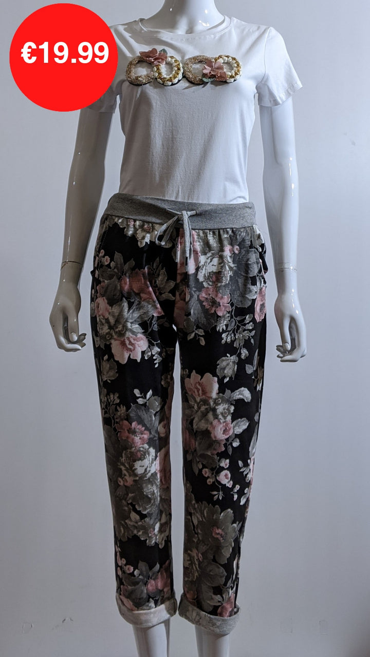 Black Floral Print  Magic Pants Joggers