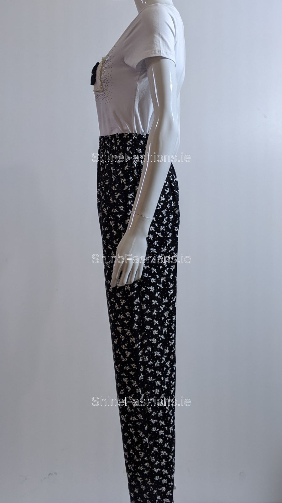 Black Flower Print Trouser