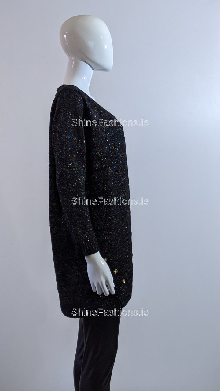 Black Glitter Design Open Cardigan