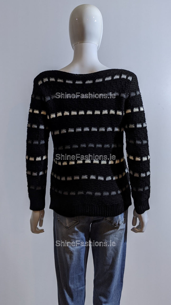 Black Pattern Detail Knit Jumper