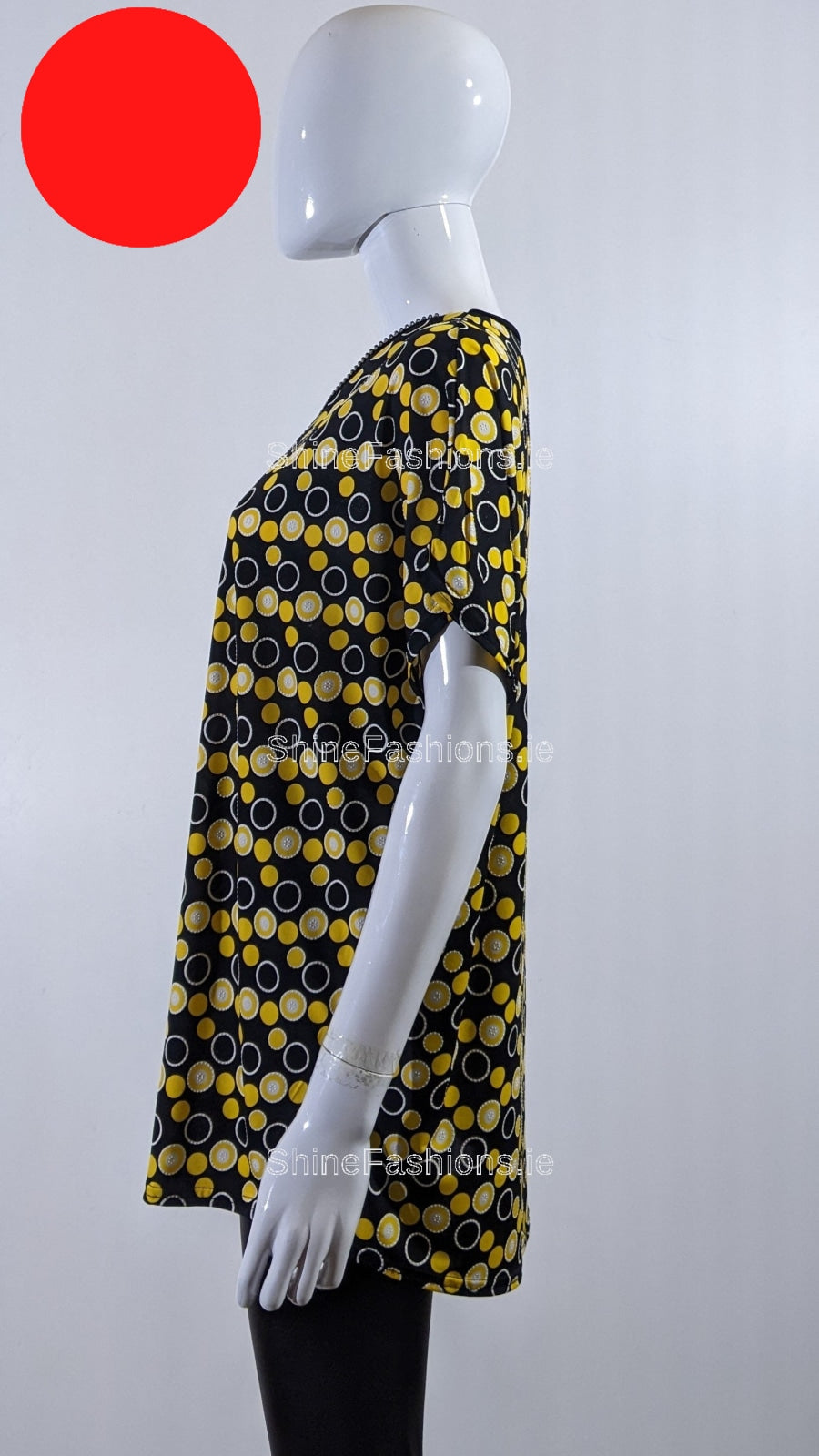 Black & Yellow Spotted Print Loose Zip Top