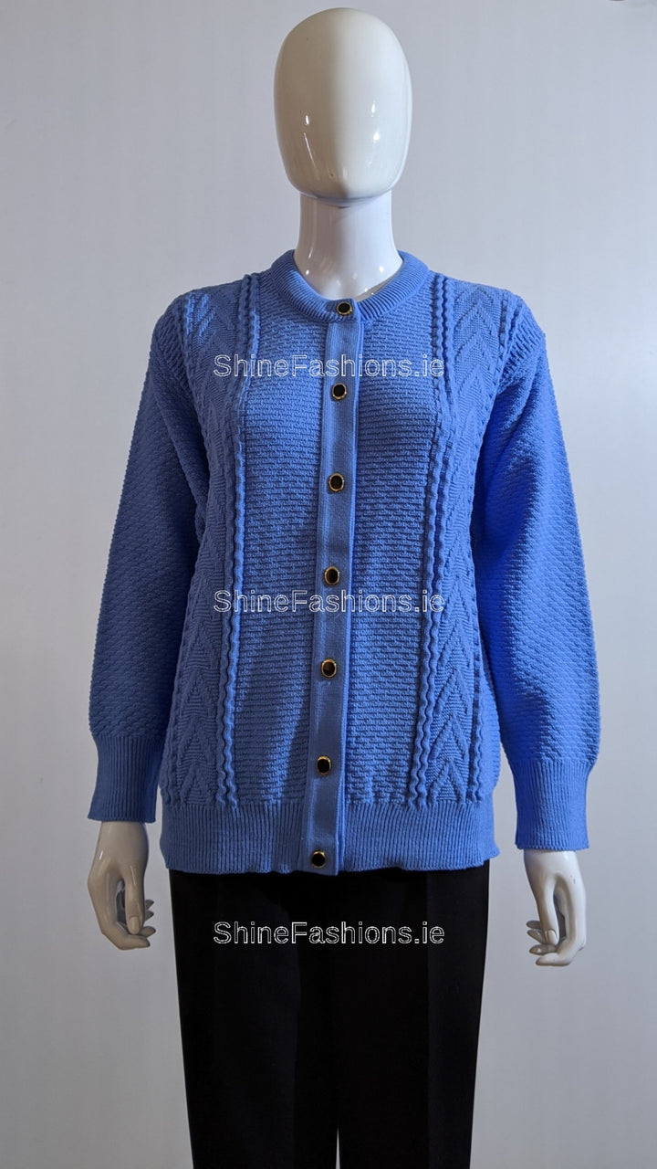 Blue Button Up Design Cardigan