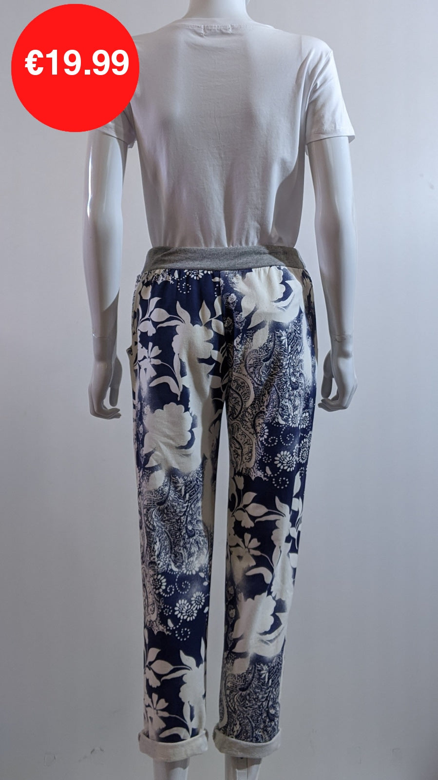 Blue Floral Print Trouser