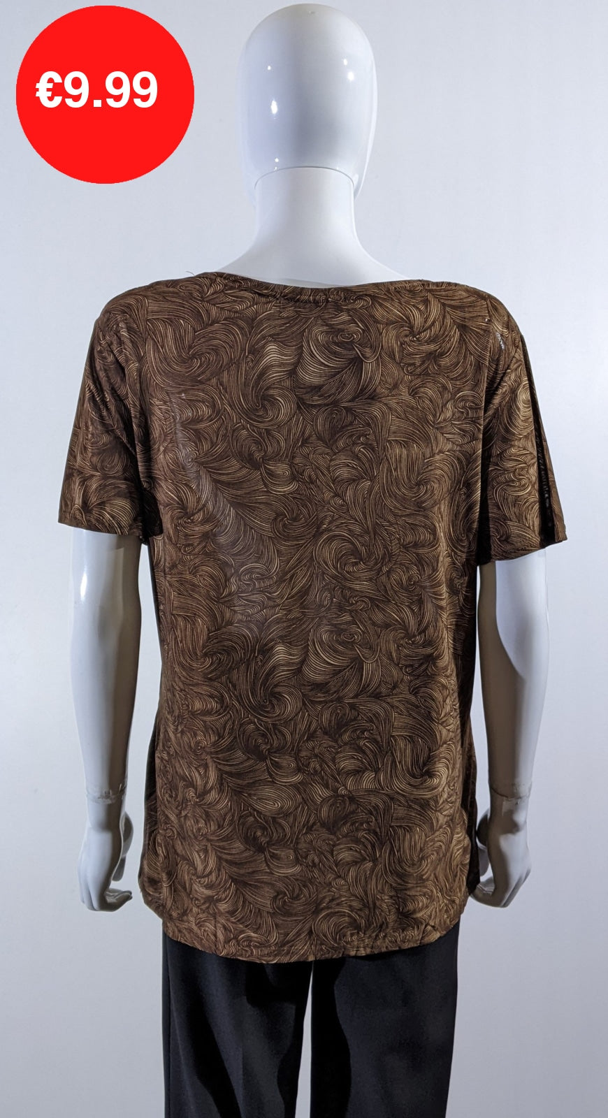 Brown Floral Embroidered Short Sleeve Top