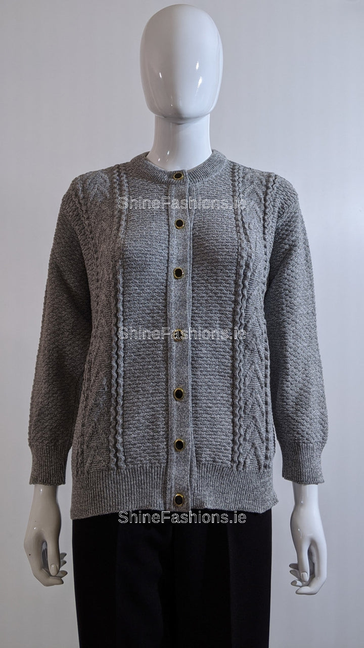 Grey Button Up Design Cardigan