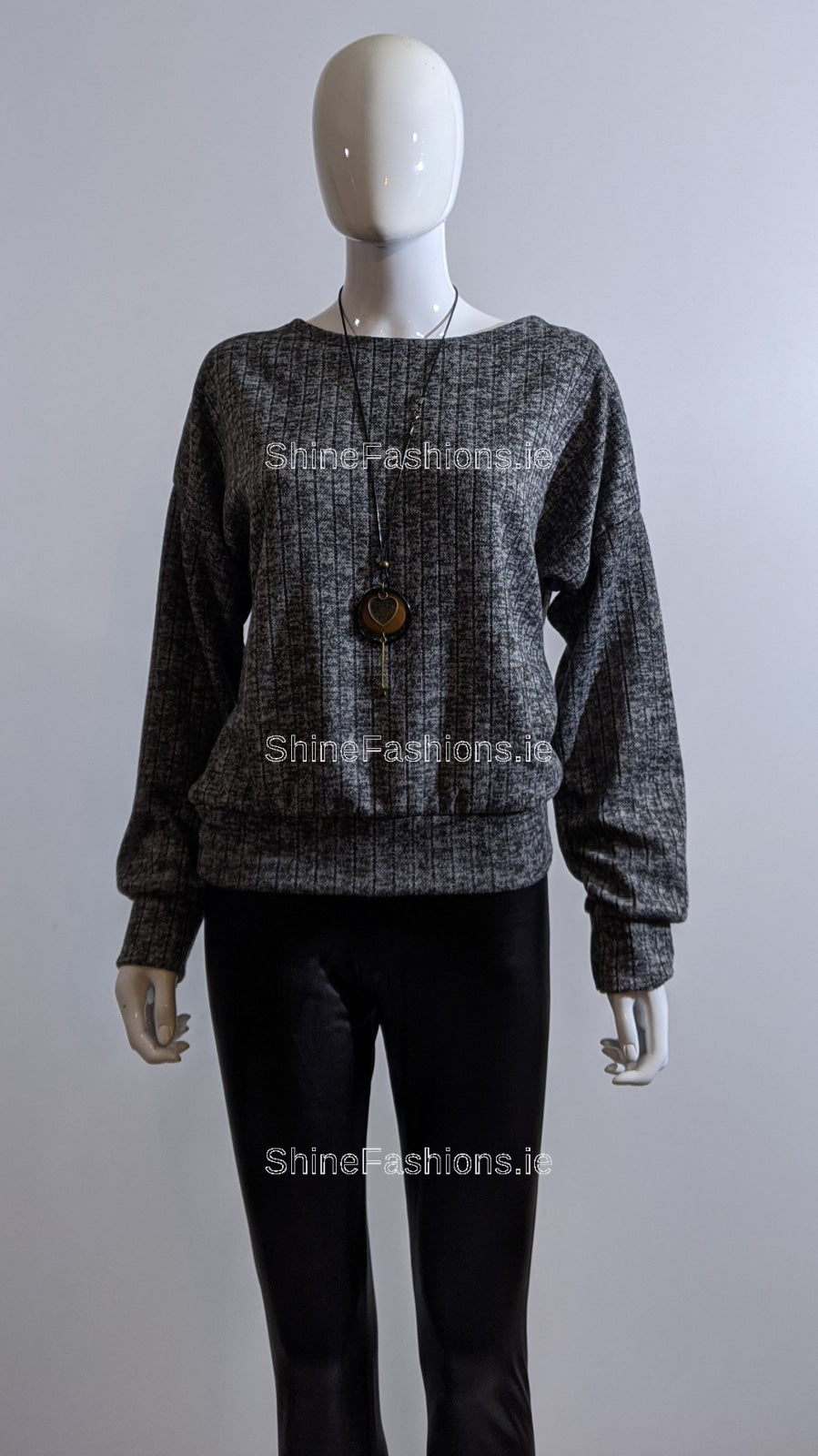 Grey Ribbed Cross-Back Top Jumper