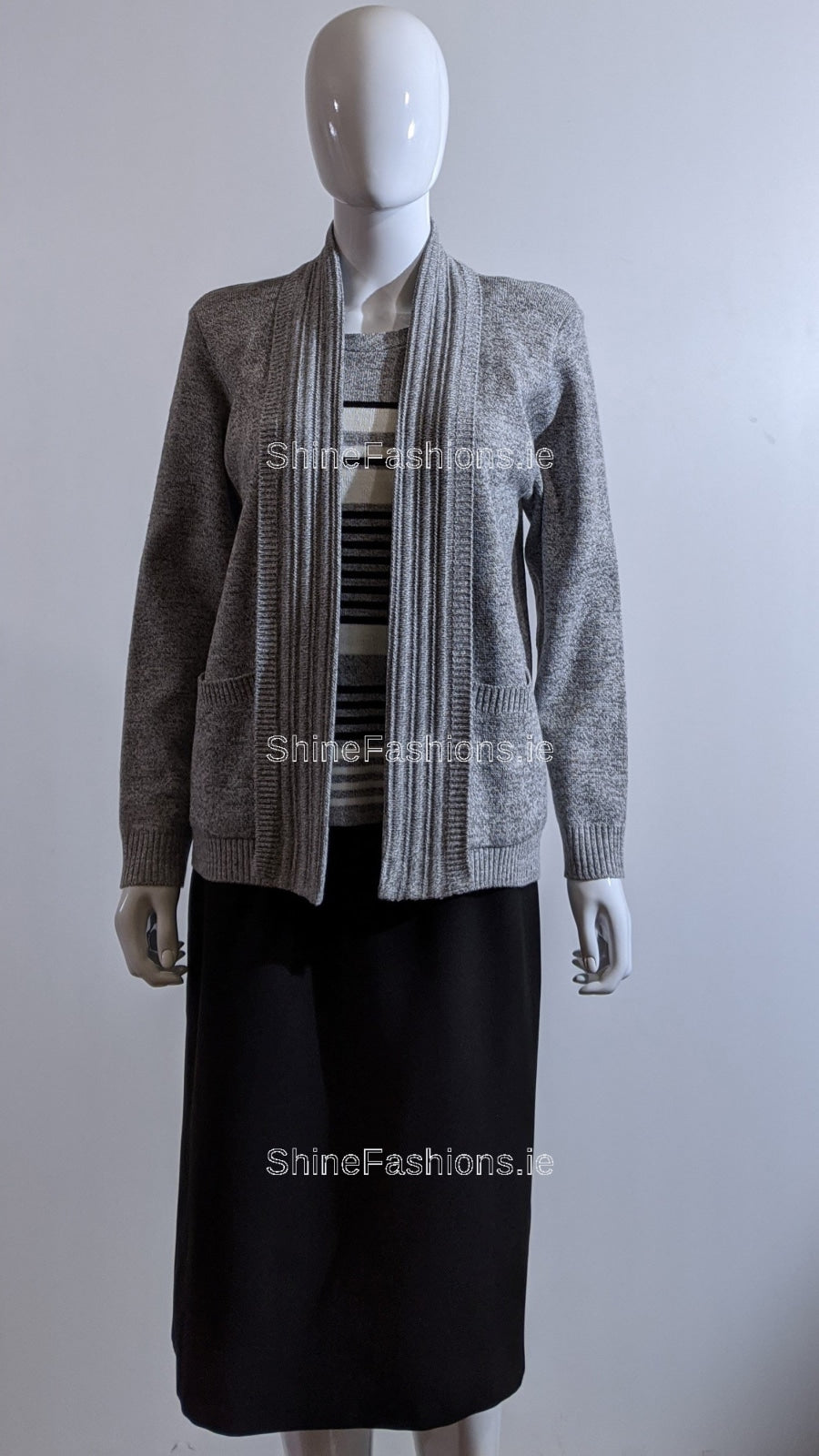 Grey Stripe Twinset Jumper