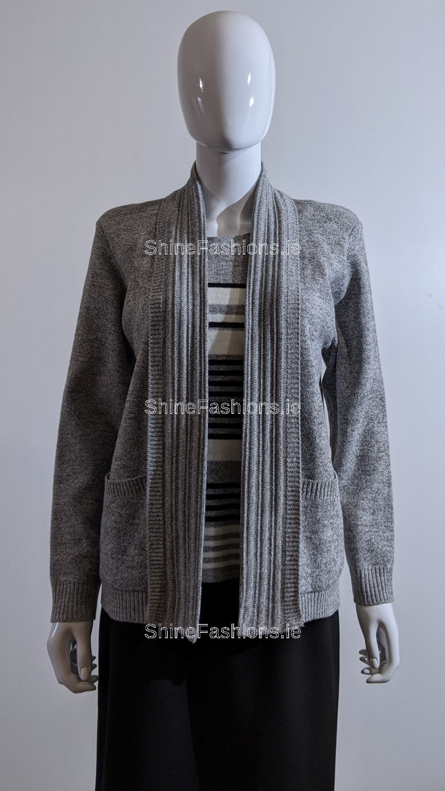 Grey Stripe Twinset Jumper