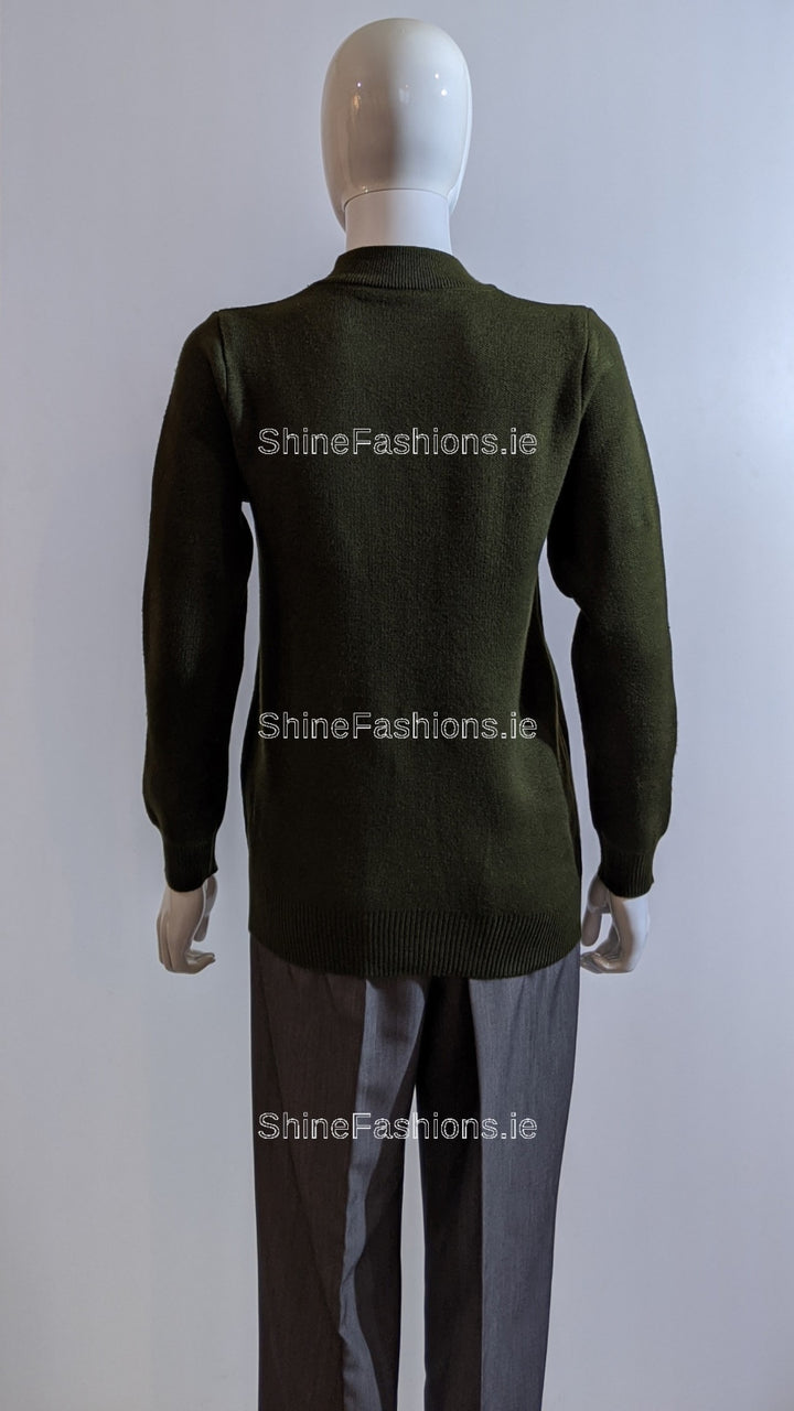 Khaki Green Glitter Pattern Jumper