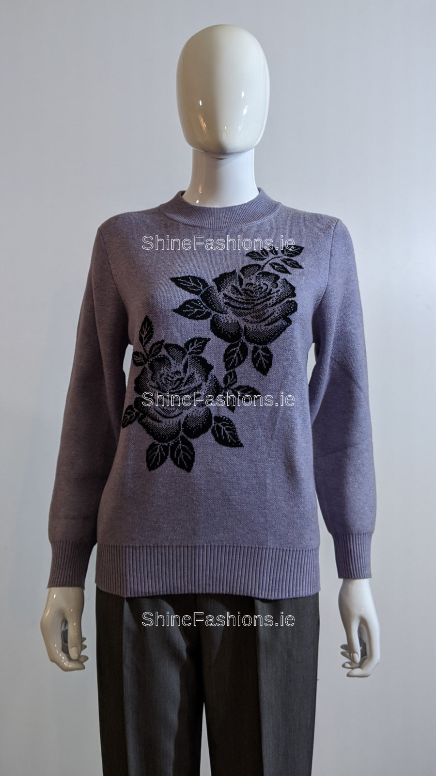 Lilac Floral Pattern Glitter Design Jumper