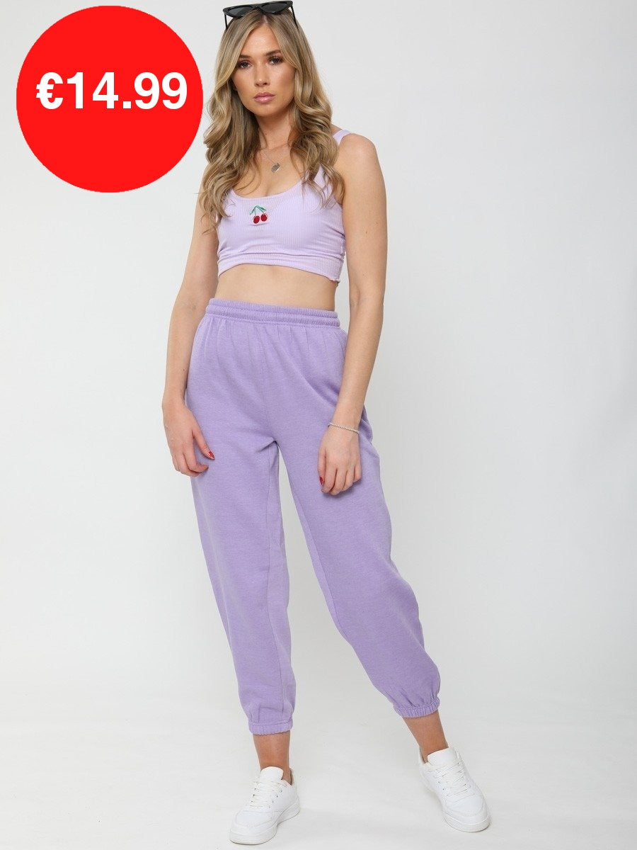 Lilac Oversized Fleece Joggers