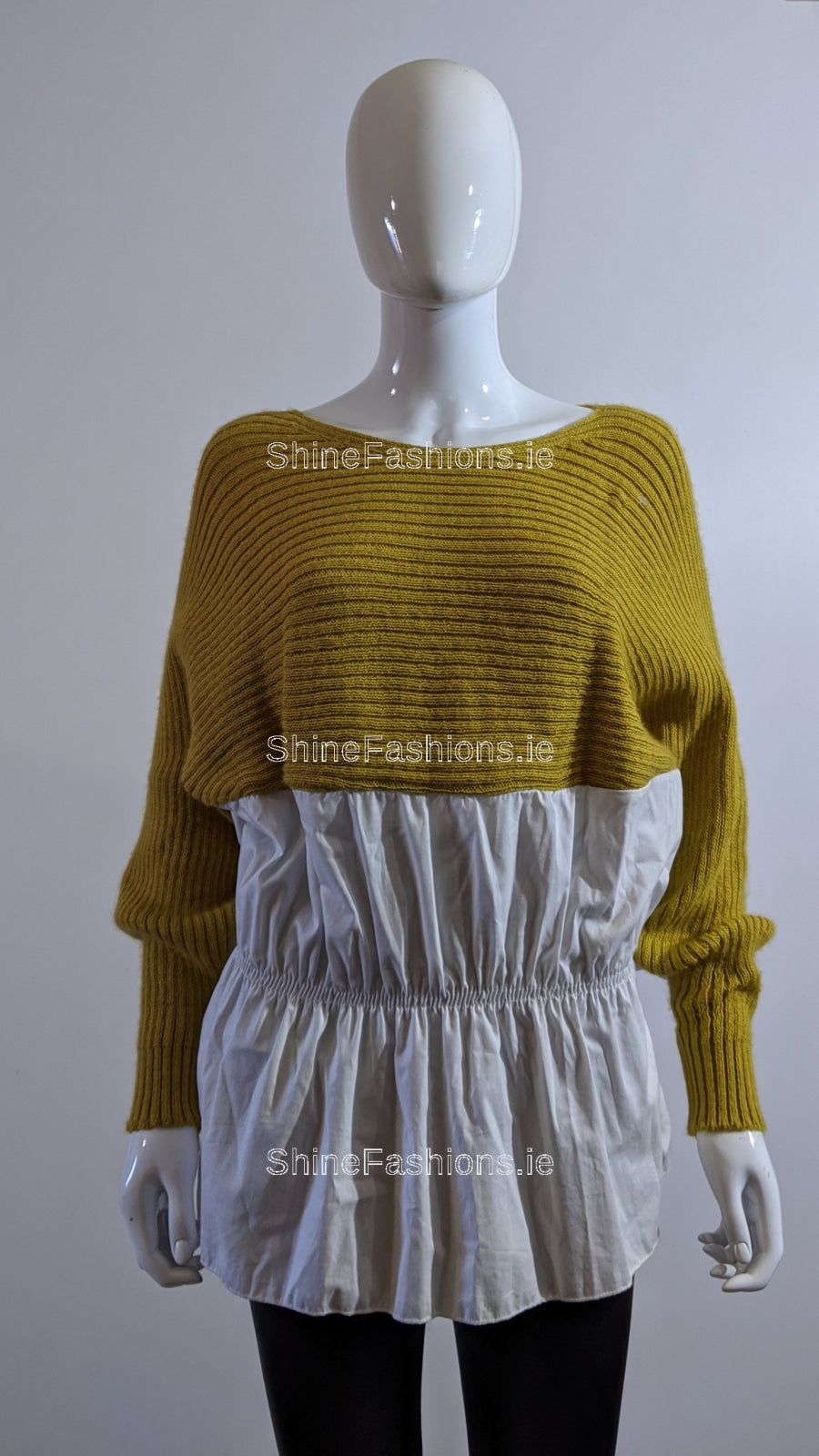 Mustard Knitted Contrast Shirt Jumper