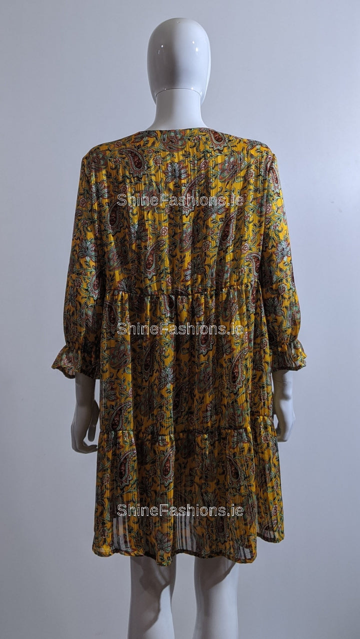 Mustard Paisley Design Smock Dress