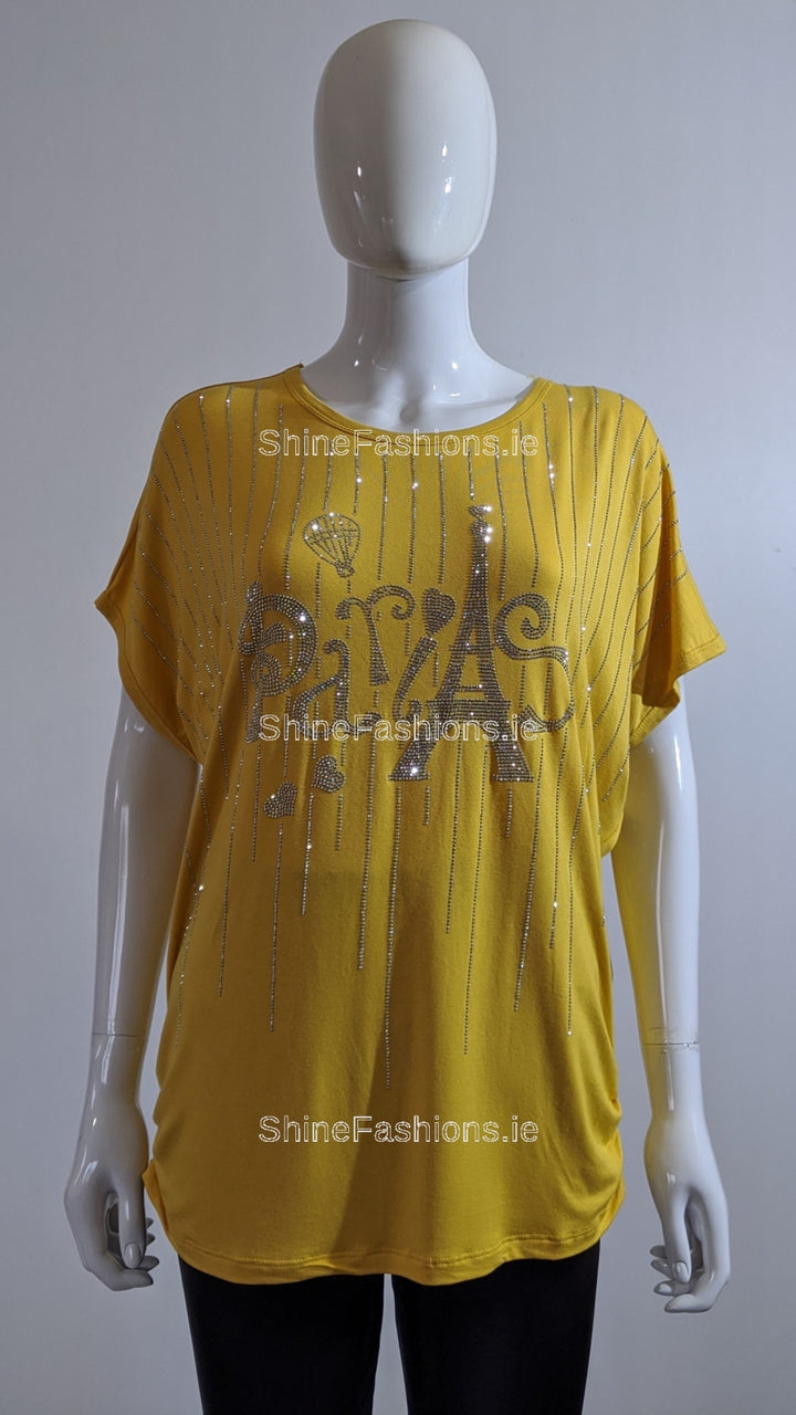 Mustard 'Paris' Glitter Top