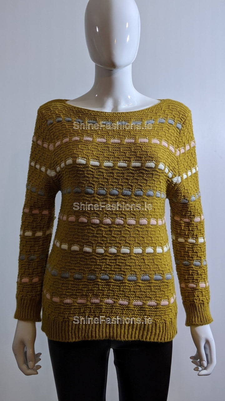 Mustard Pattern Detail Knit Jumper