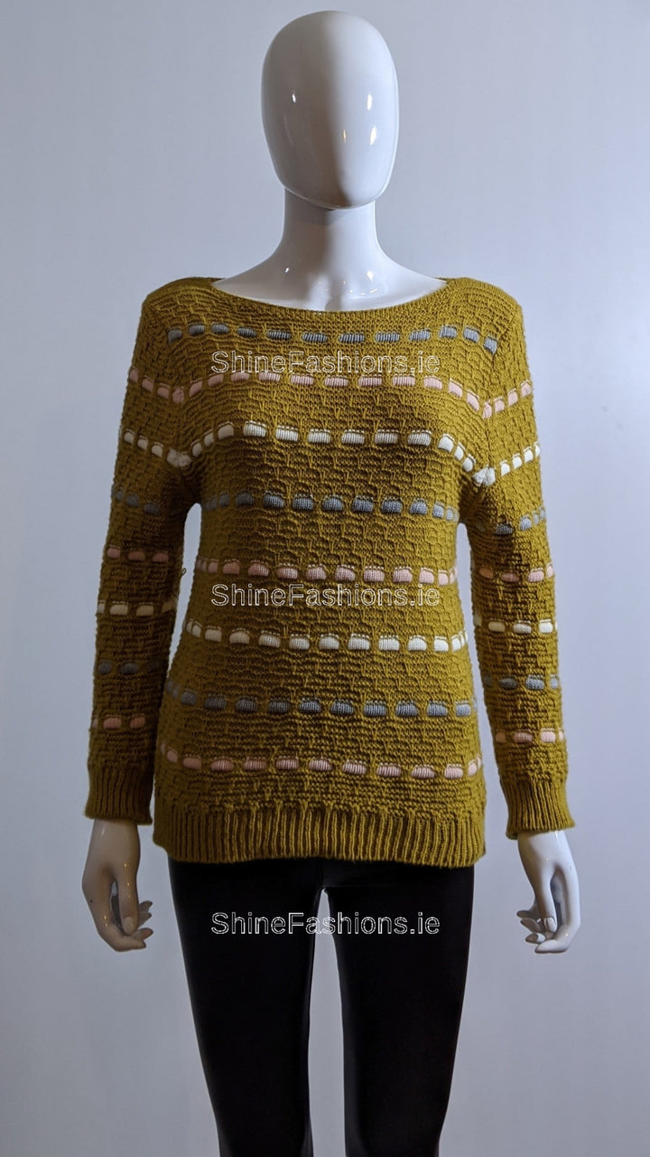 Mustard Pattern Detail Knit Jumper