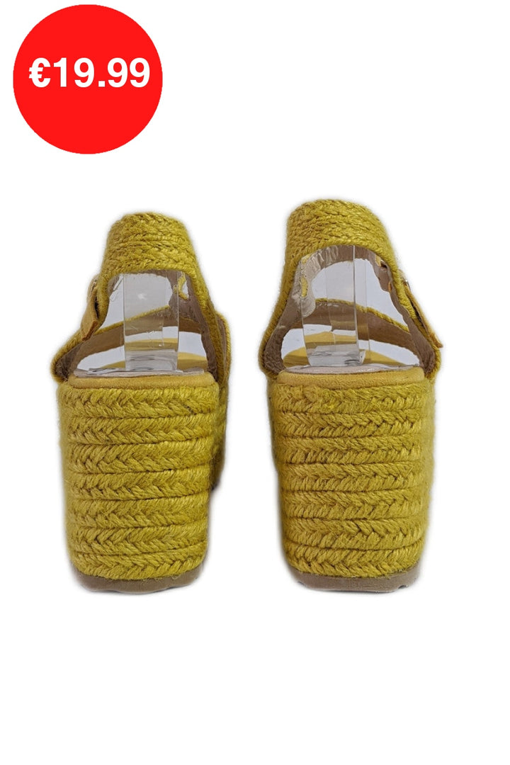 Mustard Platform Braided Espadrille Sandals